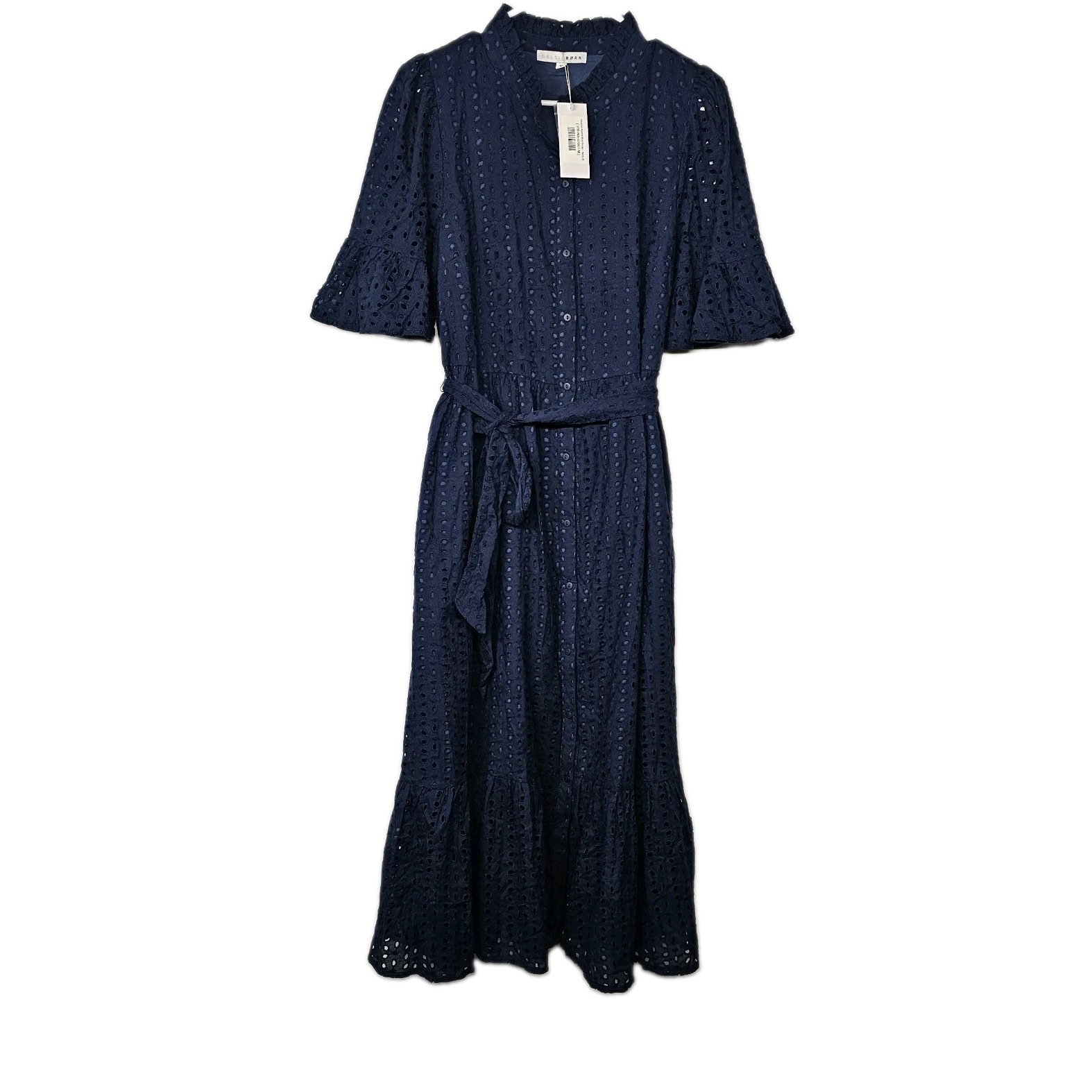 Nwt Baltic Born Med Virginia Eyelet Midi Dress Navy Cottagecore Cotton Romantic